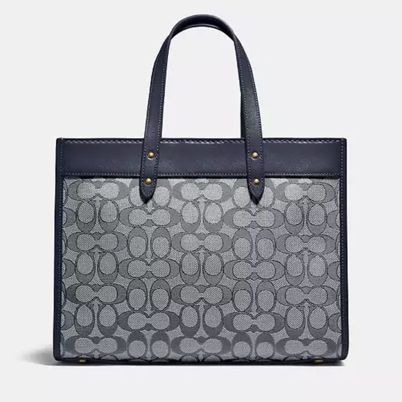 COACH Signature Jacquard Field Tote 30 Navy - Picture 5 of 11